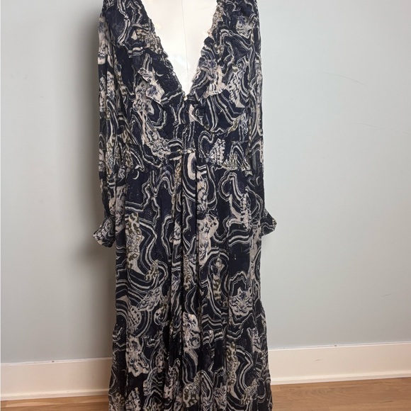 ANTHROPOLOGIE PRINTER JOHNSON Long Sleeve V-neck midi dress NWT 2x - Picture 6 of 9